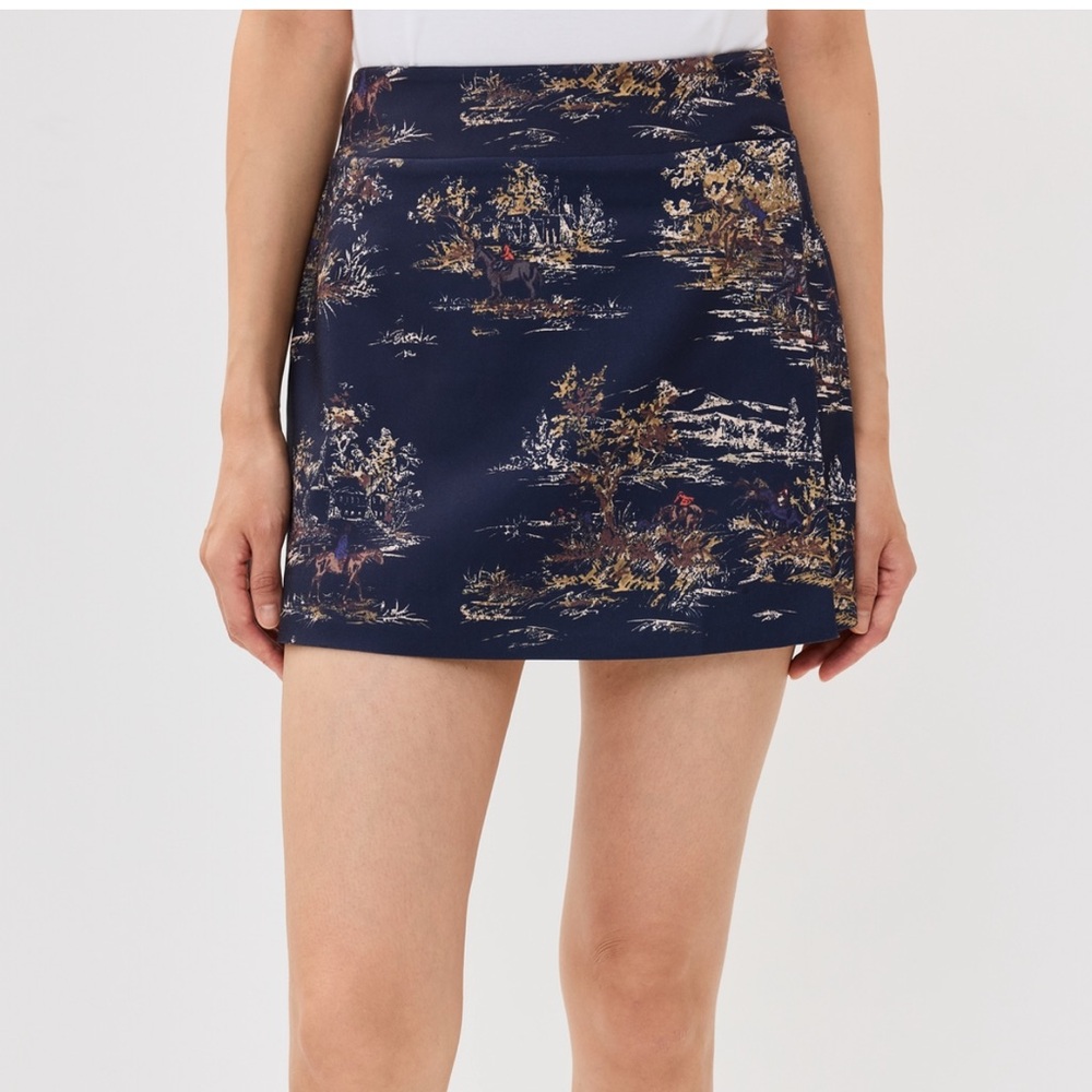 Hill House Tatiana Wrap Skirt in Navy Equestrian Toile Print Size M